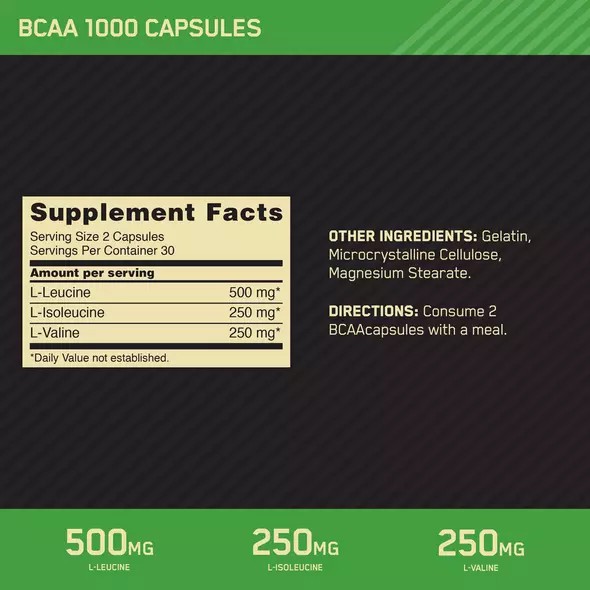 Optimum Nutrition BCAA 1000 60 Capsules (30 Servings) Slovenija | MTF-548961