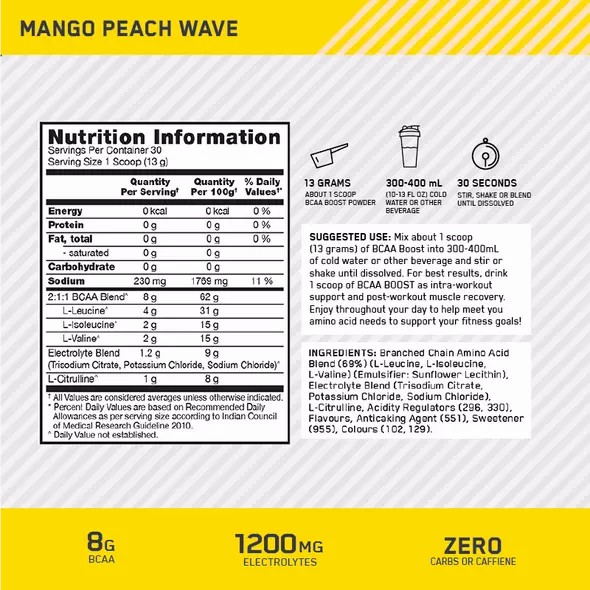 Optimum Nutrition BCAA Boost Mango Peach 30 Serves Slovenija | MOL-356297