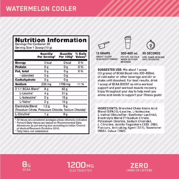 Optimum Nutrition BCAA Boost Watermelon 30 Serves Slovenija | SPR-018265