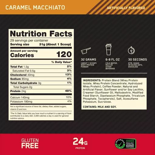 Optimum Nutrition GOLD STANDARD 100% WHEY™ *new* Caramel Macchiato 2 lb (28 Servings) Slovenija | CEK-756182