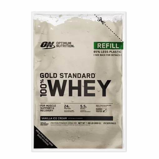 Optimum Nutrition GOLD STANDARD 100% WHEY™ Recyclable Refill Bag Vanilla Ice Cream 2 lb (29 Servings) Slovenija | HEA-257638