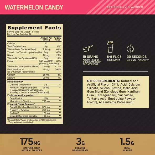 Optimum Nutrition GOLD STANDARD® Pre-Workout Watermelon 0.66 lb (30 Servings) Slovenija | JUM-795801