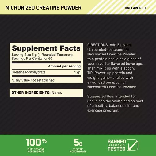 Optimum Nutrition Micronized Creatine Powder Unflavored 0.66 lb (60 Servings) Slovenija | NBD-126957