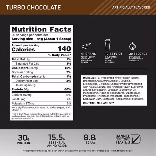 Optimum Nutrition PLATINUM HYDROWHEY™ Turbo Chocolate 1.8 lb - Notify me Slovenija | PLT-436895